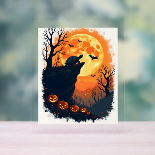 カメおもしろいハロウィーンシルエット不気味カメ アクリルサイン (ニュートラル)