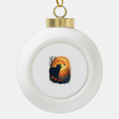 カメおもしろいハロウィーンシルエット不気味カメ セラミックボールオーナメント (正面)