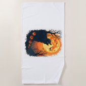 カメおもしろいハロウィーンシルエット不気味カメ ビーチタオル (正面)