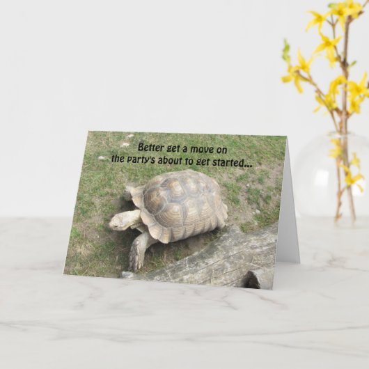 カメおもしろい誕生日 カード (黄色い花)