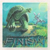 カメおよびノウサギの芸術 ガラスコースター (正面)