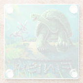 カメおよびノウサギの芸術 ガラスコースター (裏面)