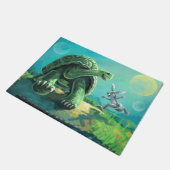 カメおよびノウサギの芸術 ドアマット (アングル)