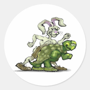 カメおよびノウサギ ラウンドシール