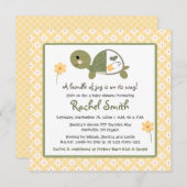 カメがおむつのベビーシャワー招待状を黄色に 招待状 (正面/裏面)