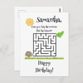 カメがレタスを見つける、誕生日の迷路ポストカード ポストカード (正面/裏面)