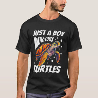カメが大好きな少年 子供 男の子 Tシャツ