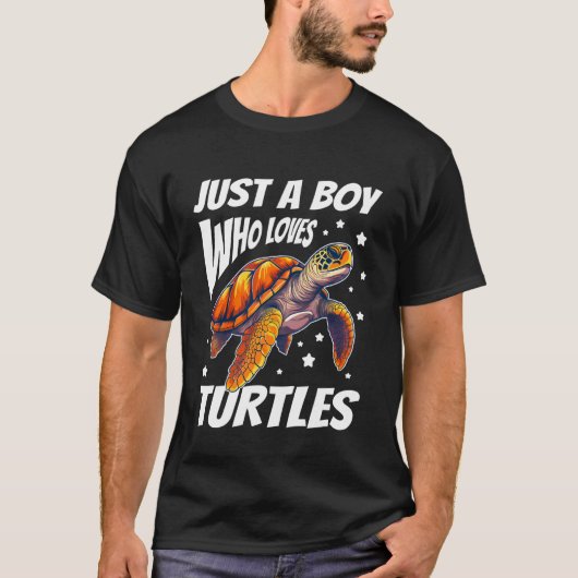 カメが大好きな少年 子供 男の子 Tシャツ (正面)