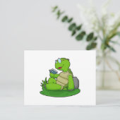 カメが本を読む ポストカード (スタンド正面)