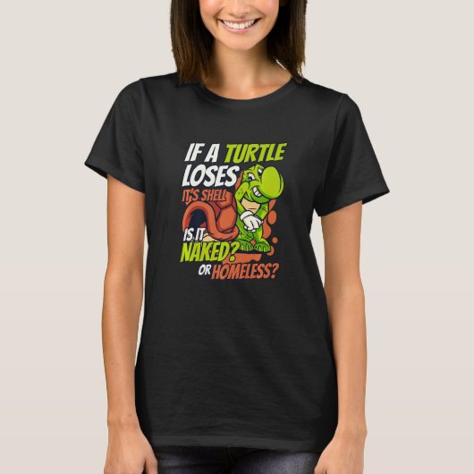 カメが甲羅を失ったら 描かれたカメ ト Tシャツ (正面)