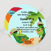 カメさんパーティー 誕生日招待状 招待状 (正面/裏面)