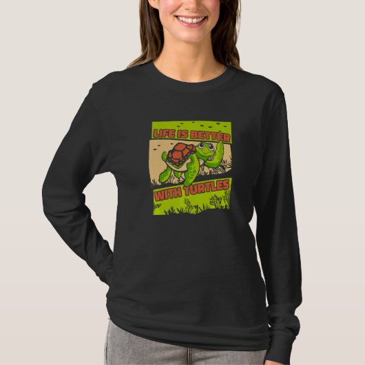 カメとともに 描かれたカメ 1 Tシャツ (正面)