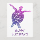 カメとウミガメの誕生日おめでとう！ 紫 ポストカード (正面)
