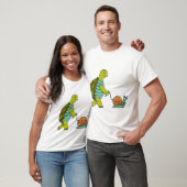 カメとカタツムリの面白い動物 Tシャツ (ユニセックス)