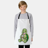 カメとシェル&コーヒー行く エプロン (着用した状態)