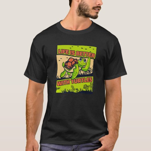 カメとトカゲとペイントされたカメ Tシャツ (正面)