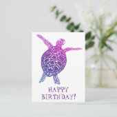 カメとトカゲ HAPPY BIRTHDAY! 紫 ポストカード (スタンド正面)