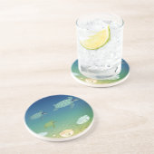 カメとパールの付いた貝殻 コースター (側面)