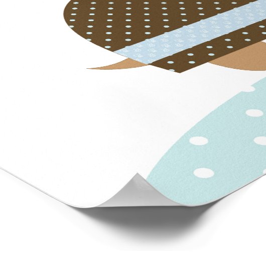 カメとフクロウの赤ちゃん男の子子供部屋アート ポスター (角)