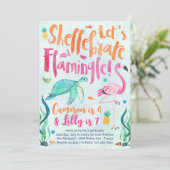 カメとフラミンゴの誕生日パーティー招待状 招待状 (スタンド正面)