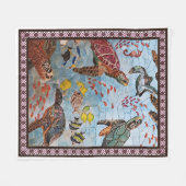 カメと海 フリースブランケット (正面(横))