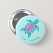 カメによってすごい水泳ボタンのバッジ 缶バッジ (正面&裏面)