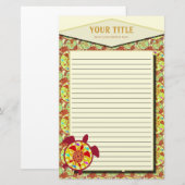 カメによって並べられる文房具内のカメ 便箋 (正面/裏面)