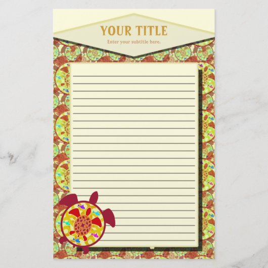 カメによって並べられる文房具内のカメ 便箋 (正面)