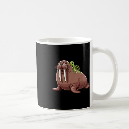 カメに乗ったセイウチの衣装 海の動物好きな子供たち用 コーヒーマグカップ (右)