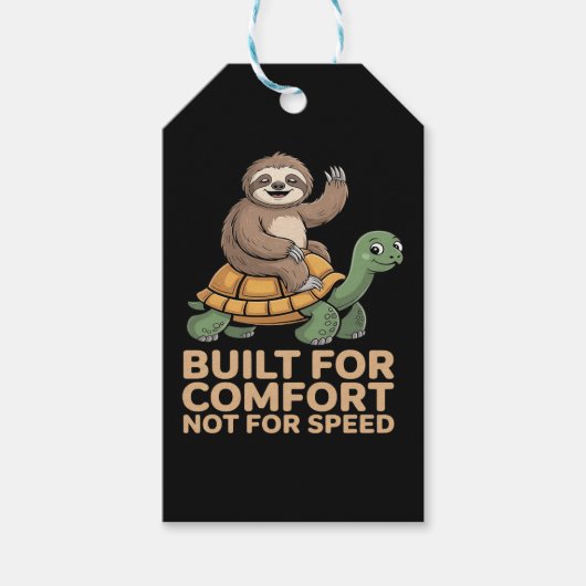 カメに乗るナマケモノの面白グッズ ギフトタグ (正面)