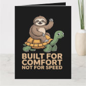 カメに乗るナマケモノの面白グッズ サンキューカード (正面)