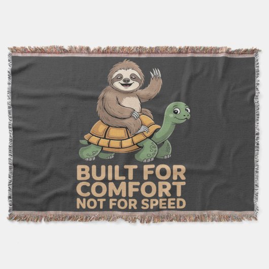 カメに乗るナマケモノの面白グッズ スローブランケット (正面)