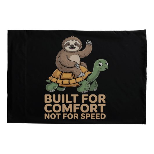 カメに乗るナマケモノの面白グッズ 枕カバー (裏面)
