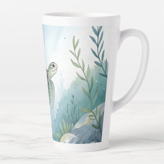 カメのいる水中世界 カフェラテマグ (右)