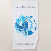 カメのエコのバッジを救って下さい ビーチタオル (正面)