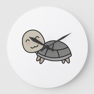 カメのキャラクター動物 ラージ壁時計
