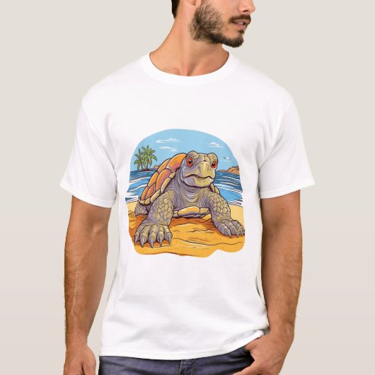 カメのキャラクター ビーチ Tシャツ (正面)