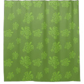 カメのグリーン グラフィック シャワーカーテン (正面)