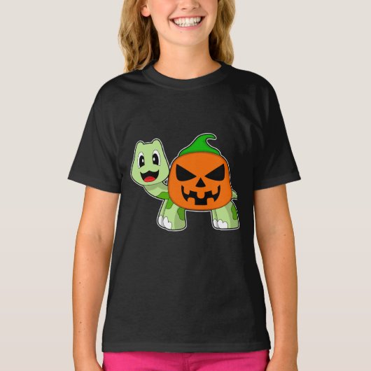 カメのハロウィン・パンプキン Tシャツ (正面)