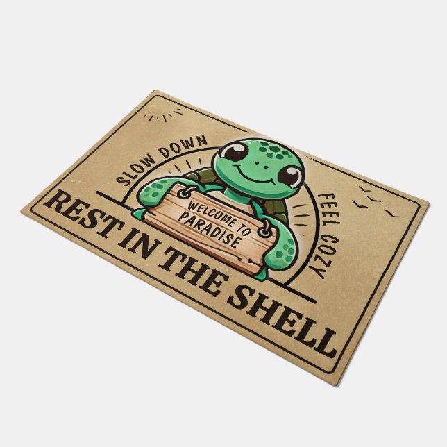 カメのパラダイスおもしろい – 居心地の良い家を作る ドアマット (アングル)