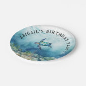 カメのパーソナライズされた誕生日パーティー ペーパープレート (アングル)