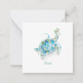 カメのビーチのミニクリスマス ノートカード (正面)