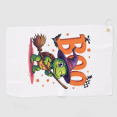 カメのブーの魔女のトリックまたはハロウィーンを治療 ゴルフタオル (横)