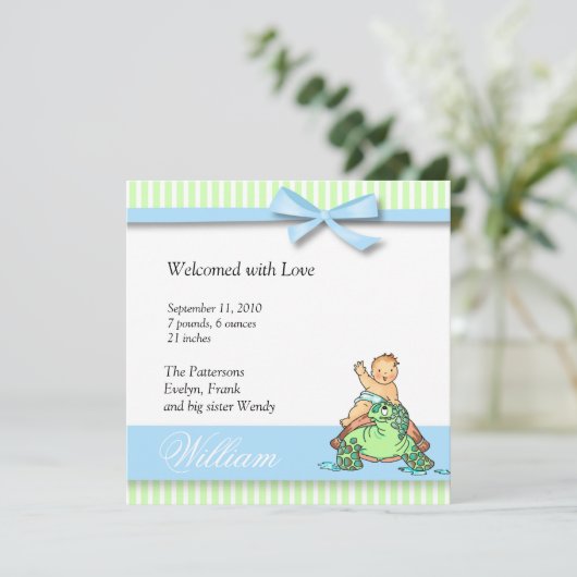 カメのベビーの誕生の発表 案内状 (スタンド正面)