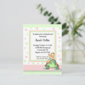 カメのベビーシャワーのピンクの女の子の招待状 招待状 (スタンド正面)