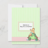 カメのベビーシャワーのピンクの女の子の招待状 招待状 (裏面)