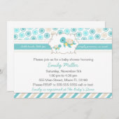 カメのベビーシャワーの招待状のユニセックスなティール（緑がかった色） 招待状 (正面/裏面)