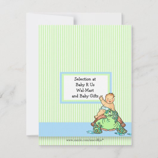 カメのベビーシャワーの警官の招待状 招待状 (裏面)