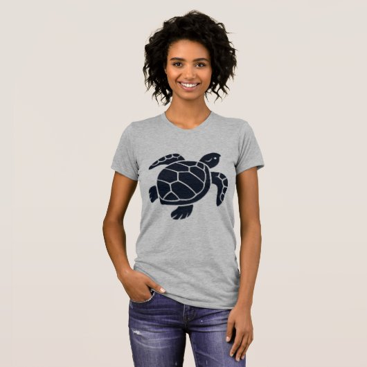 カメのロゴエンブレム ミシシッピアカミミガメ 亀 コピー Tシャツ (正面フル)