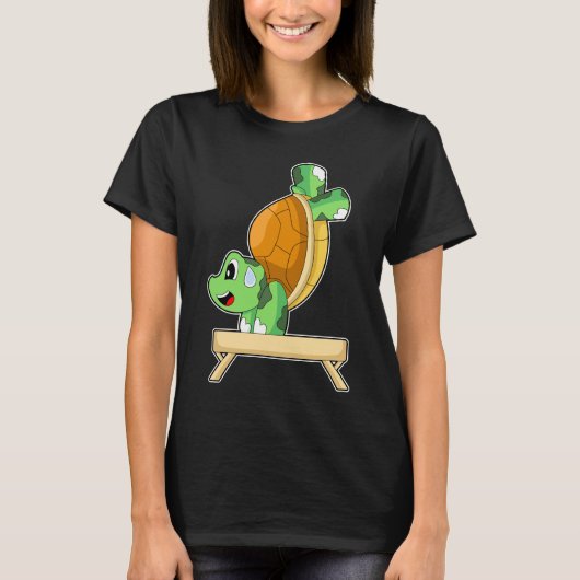 カメのワークアウト ジム体操 フィットネス Tシャツ (正面)